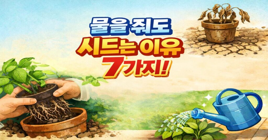 물을 줘도 시드는 이유 7가지와 긴급 처방 (과습 vs 물부족)