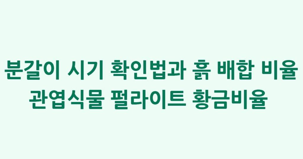 분갈이 시기 확인법과 흙 배합 비율: 관엽식물 펄라이트 황금비율 (1분 체크)