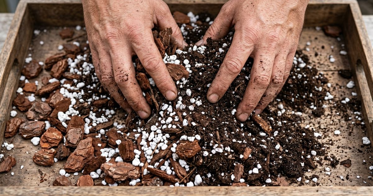 바크와 펄라이트를 섞은 몬스테라 알보 배수층