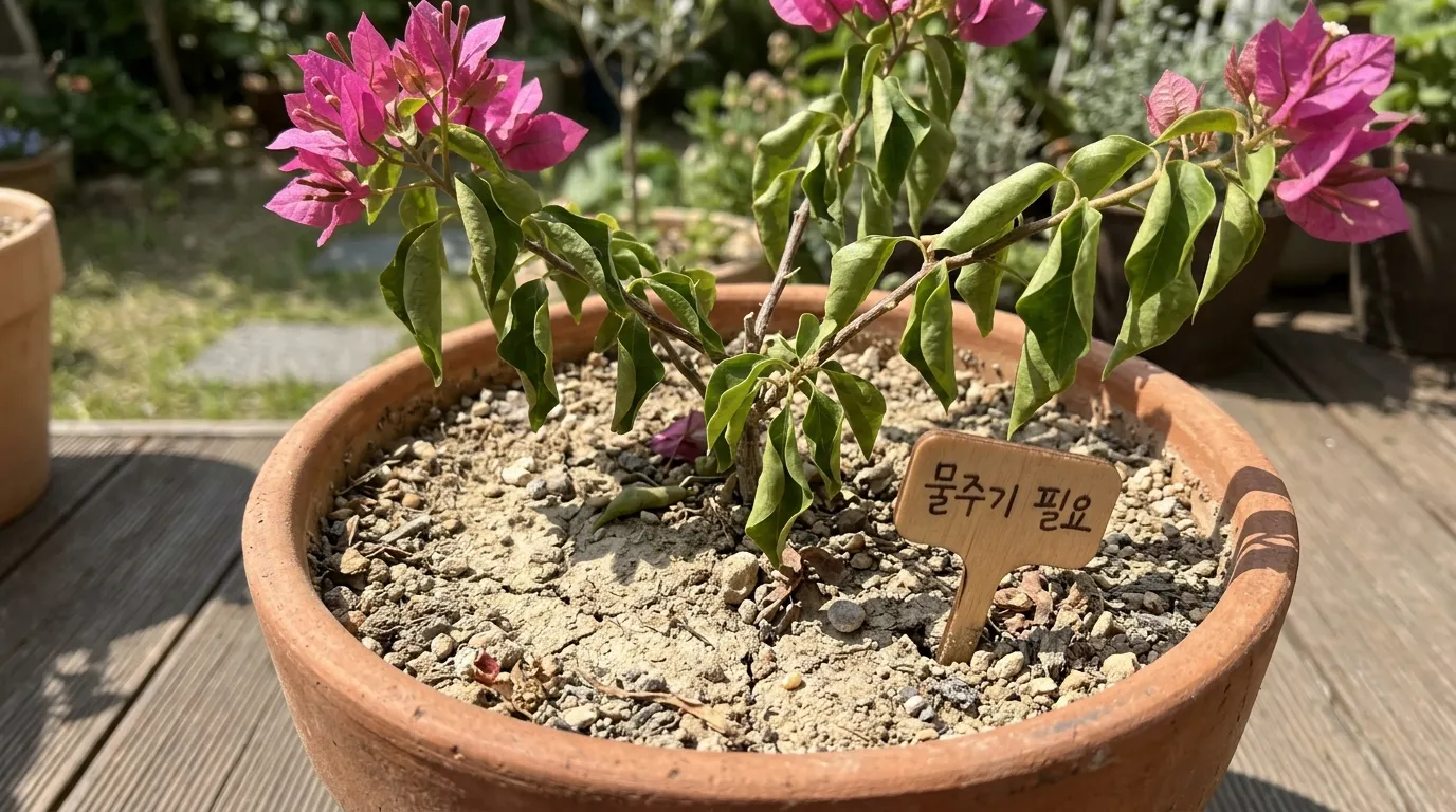 부겐빌레아 물주기 건조한 흙 상태