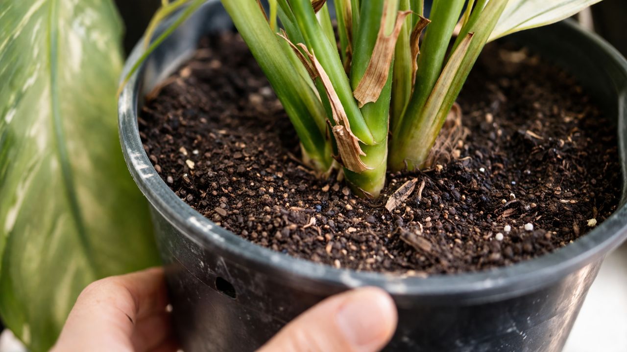 화분 흙과 바닥 물구멍을 확인하는 식물 구매 팁