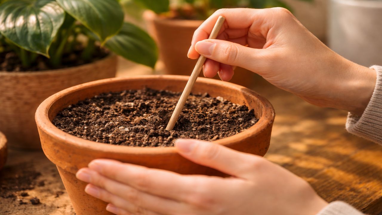 화분 겉흙 마름 확인하는 나무젓가락 팁