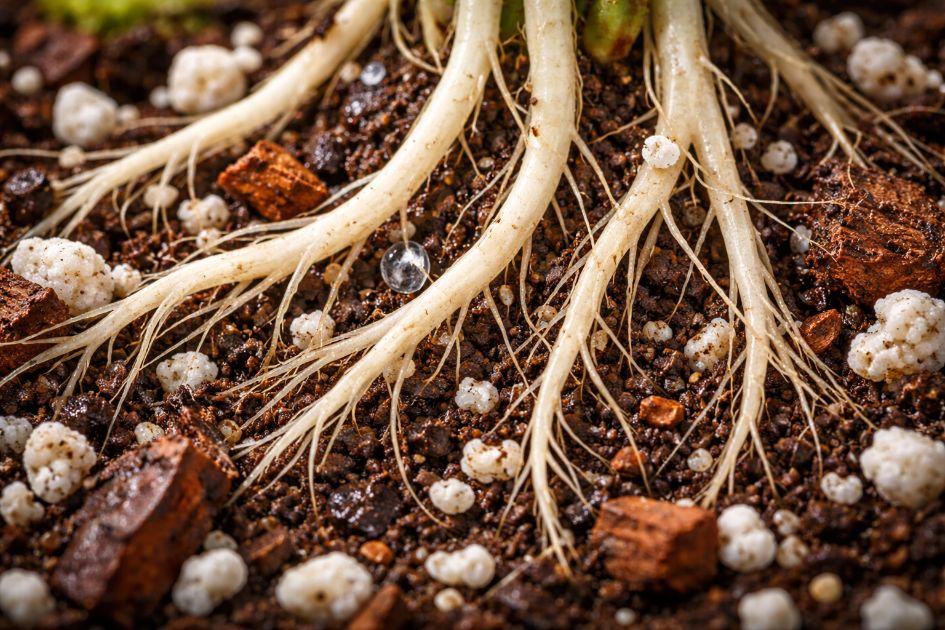 건강한 식물 뿌리와 흙