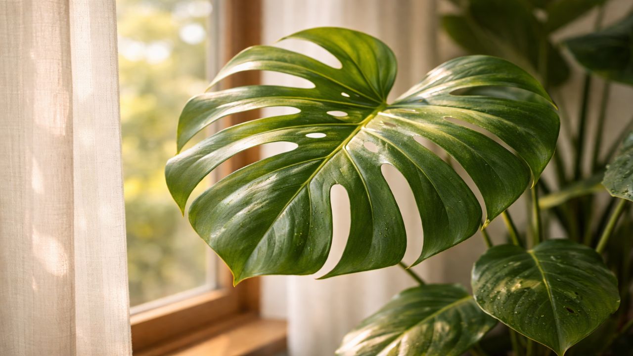 창가에 배치된 반양지 식물