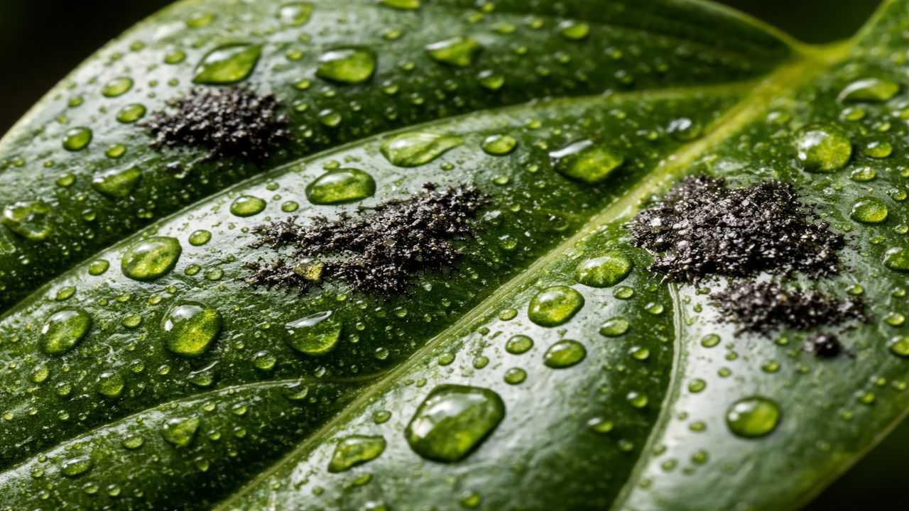 mealybug-honeydew-damage 깍지벌레가 배출한 감로와 그을음병 피해