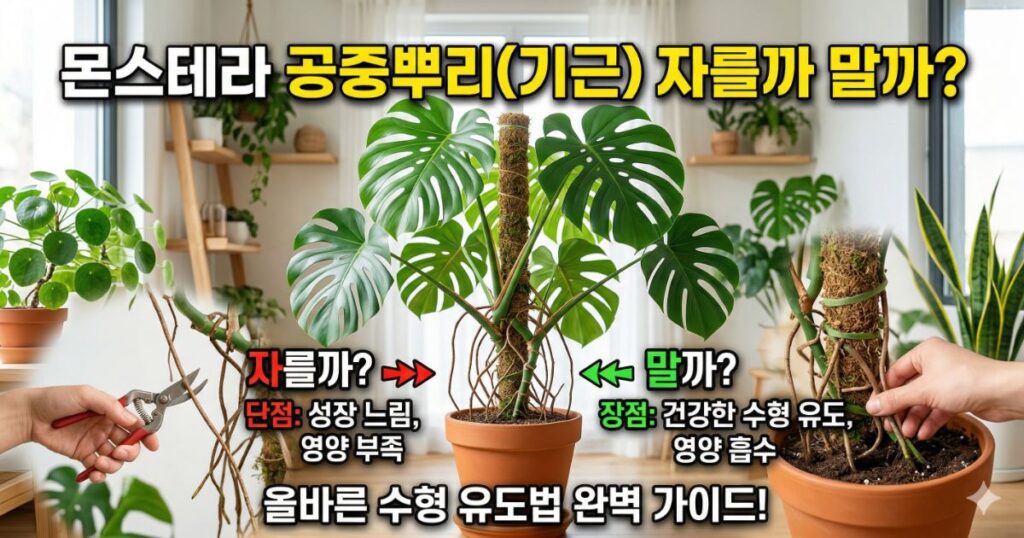 몬스테라 공중뿌리(기근) 자를까 말까? 올바른 수형 유도법