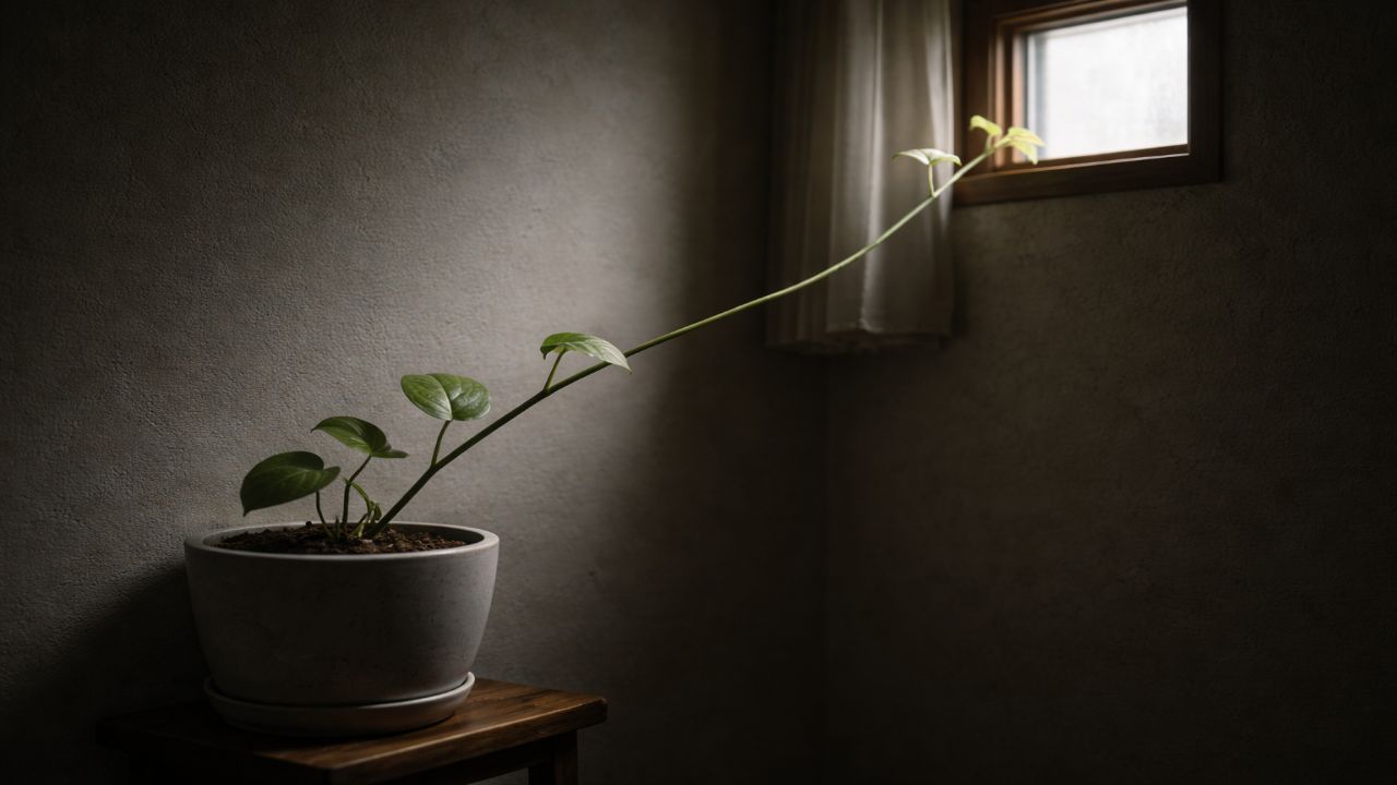 일조량 부족으로 나타나는 식물 웃자람 현상