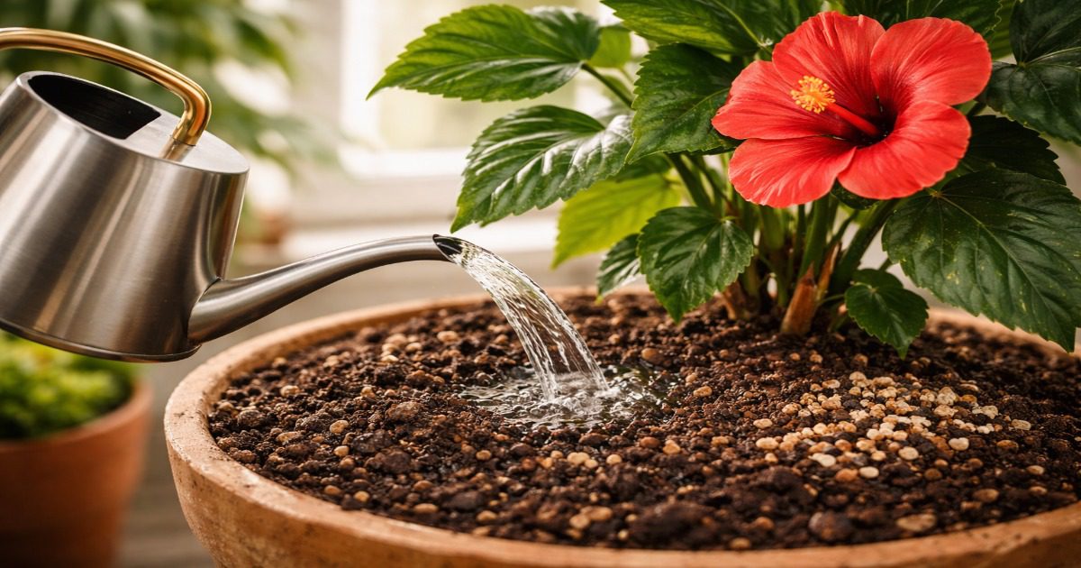 히비스커스 물주기와 비료 화분 흙 배합