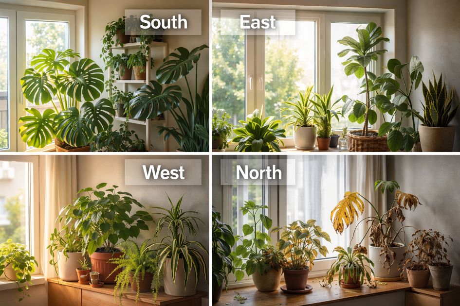 창문 방향별 일조량 식물